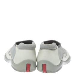 Pre Owned Prada Sport Cream/Grey Canvas and Leather Slip On Sneakers Size 41.5