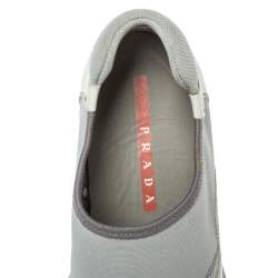 Pre Owned Prada Sport Cream/Grey Canvas and Leather Slip On Sneakers Size 41.5