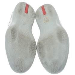 Pre Owned Prada Sport Cream/Grey Canvas and Leather Slip On Sneakers Size 41.5