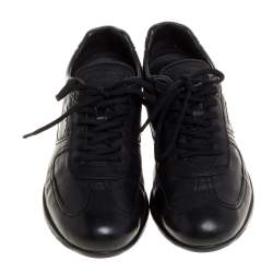 Pre Owned Prada Sport Black Leather Lace Up Low Top Sneakers Size 42.5