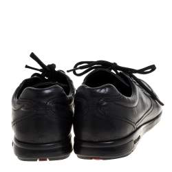 Pre Owned Prada Sport Black Leather Lace Up Low Top Sneakers Size 42.5