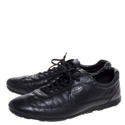 Prada Sport Black Leather Lace Low Top Sneakers Size 43
