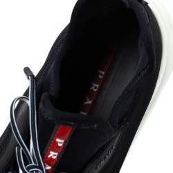 Pre Owned Prada Sport Black Knit Fabric Athletic Sneakers Size 40.5 
