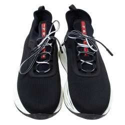 Pre Owned Prada Sport Black Knit Fabric Athletic Sneakers Size 40.5 