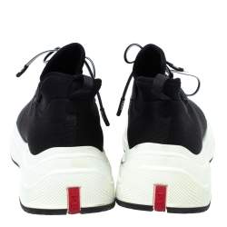 Pre Owned Prada Sport Black Knit Fabric Athletic Sneakers Size 40.5 