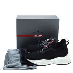 Pre Owned Prada Sport Black Knit Fabric Athletic Sneakers Size 40.5 