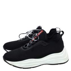 Pre Owned Prada Sport Black Knit Fabric Athletic Sneakers Size 40.5 