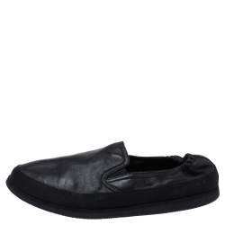 Prada Sports Black Leather Scrunch Slip On Sneakers Size 42