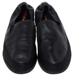 Prada Sports Black Leather Scrunch Slip On Sneakers Size 42