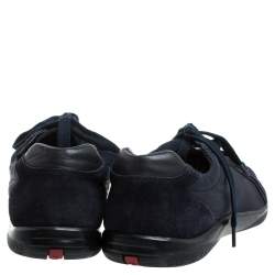 Pre Owned Prada Sport Navy Blue Nylon and Suede Lace Top Sneakers Size 42