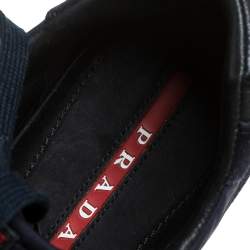Pre Owned Prada Sport Navy Blue Nylon and Suede Lace Top Sneakers Size 42
