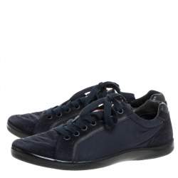 Pre Owned Prada Sport Navy Blue Nylon and Suede Lace Top Sneakers Size 42