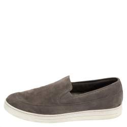 Pre Owned Prada Sport Grey Suede Leather Slip On Sneakers Size 45