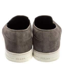Pre Owned Prada Sport Grey Suede Leather Slip On Sneakers Size 45