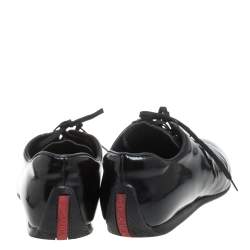 Pre Owned Prada Sport Black Patent Leather Lace Up Low Top Sneakers Size 42