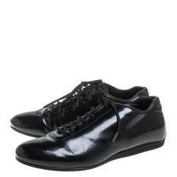 Pre Owned Prada Sport Black Patent Leather Lace Up Low Top Sneakers Size 42