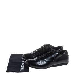 Pre Owned Prada Sport Black Patent Leather Lace Up Low Top Sneakers Size 42