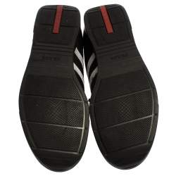 Pre Owned حذاء رياضي برادا نايلون وجلد أبيض/أسود بعنق منخفض مقاس 42