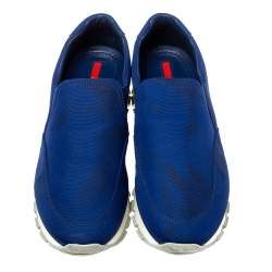 Pre Owned Prada Sport Blue Nylon Slip On Sneakers Size 39.5 