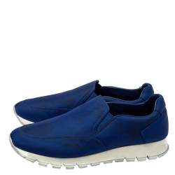 Pre Owned Prada Sport Blue Nylon Slip On Sneakers Size 39.5 