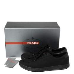 Pre Owned Prada Sports Black Nylon Lace Up Low Top Sneakers Size 42.5