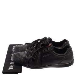 Pre Owned Prada Sport Black Leather Low Top Sneakers Size 44.5