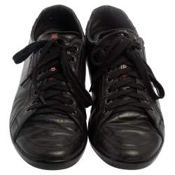 Pre Owned Prada Sport Black Leather Low Top Sneakers Size 44.5