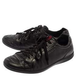 Pre Owned Prada Sport Black Leather Low Top Sneakers Size 44.5
