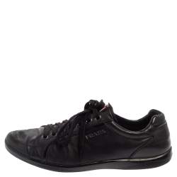 Pre Owned Prada Sport Black Leather Low Top Sneakers Size 44.5