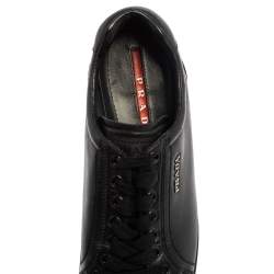 Pre Owned Prada Sport Black Leather Low Top Sneakers Size 39