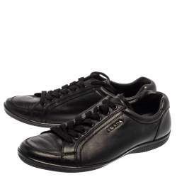 Pre Owned Prada Sport Black Leather Low Top Sneakers Size 39