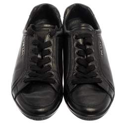 Pre Owned Prada Sport Black Leather Low Top Sneakers Size 39