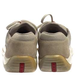 Pre Owned Prada Sport White/Grey Leather And Mesh America's Cup Low Top Trainers Size 44