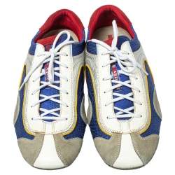 Pre Owned Prada Sport Multicolor Nylon, Suede and Leather Lace Up Sneakers Size 45