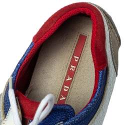 Pre Owned Prada Sport Multicolor Nylon, Suede and Leather Lace Up Sneakers Size 45