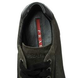 مملوكة مسبقًا Prada Sport Green Suede Lace Up Sneakers Size 41.5