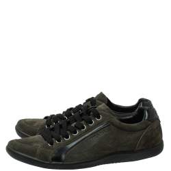مملوكة مسبقًا Prada Sport Green Suede Lace Up Sneakers Size 41.5