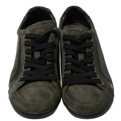 مملوكة مسبقًا Prada Sport Green Suede Lace Up Sneakers Size 41.5