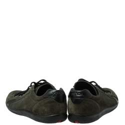 مملوكة مسبقًا Prada Sport Green Suede Lace Up Sneakers Size 41.5