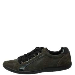 مملوكة مسبقًا Prada Sport Green Suede Lace Up Sneakers Size 41.5