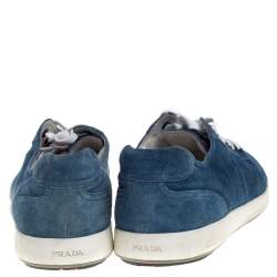 Pre Owned Prada Sport Blue Suede Low Top Sneakers Size 46