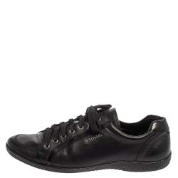 Pre Owned Prada Sport Black Leather Low Top Sneakers Size 41