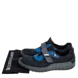 Pre Owned Prada Sport Black/Blue Nylon And Rubber Velcro Strap Low Top Sneakers Size 44
