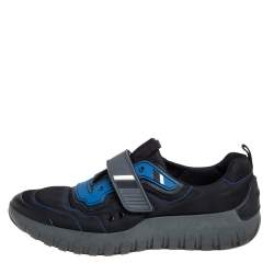 Pre Owned Prada Sport Black/Blue Nylon And Rubber Velcro Strap Low Top Sneakers Size 44