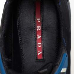 Pre Owned Prada Sport Black/Blue Nylon And Rubber Velcro Strap Low Top Sneakers Size 44
