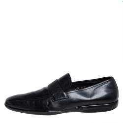 Pre Owned Prada Sport Black Leather Sip On Loafers Size 43