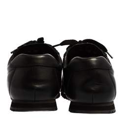 مملوكة مسبقًا Prada Sport Black Leather And Suede Low Top Sneakers Size 40.5