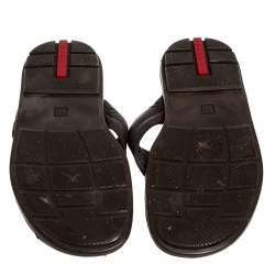 Pre Owned Prada Sport Black Leather Thong Sandals Size 44.5