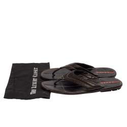 Pre Owned Prada Sport Black Leather Thong Sandals Size 44.5