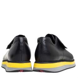 Pre Owned Prada Sport Black Leather Velcro Strap Low Top Sneakers Size 41.5